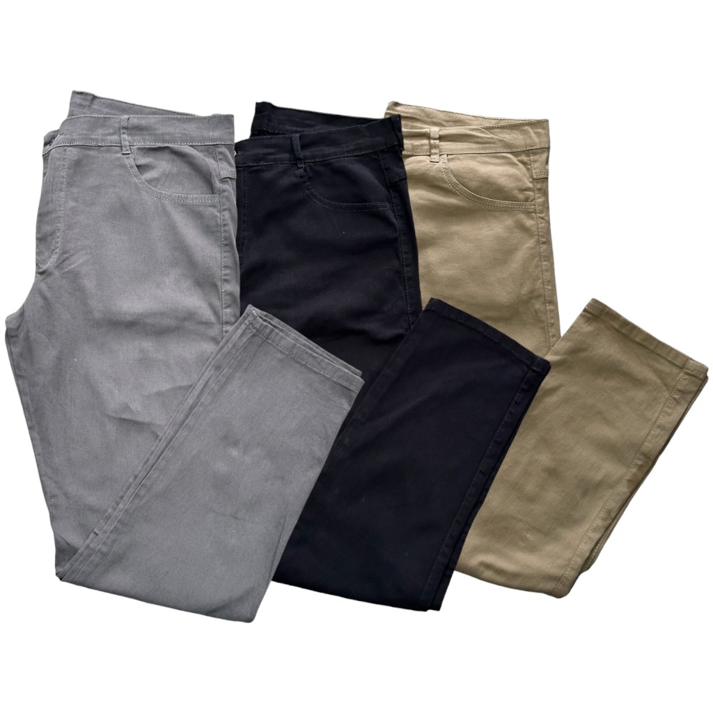 Kit de 3 calças masculinas sarja com elastano skinny algodão e com ótima elasticidade calça veste super bem, confortável