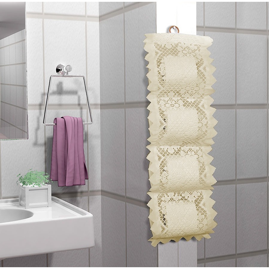 Suporte Para Papel Higiênico De Renda P/ 4 Rolos - Romance