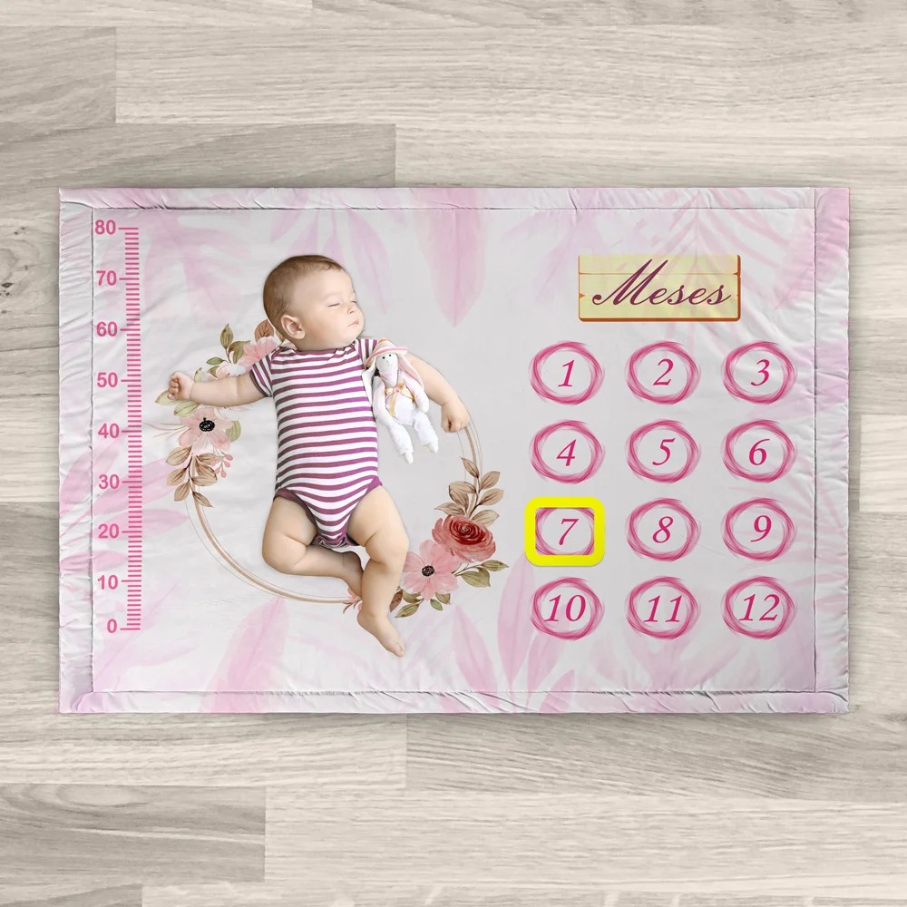 Tapete Mesversario Cenário Para Foto Flores do Campo Rosa 100% Algodão