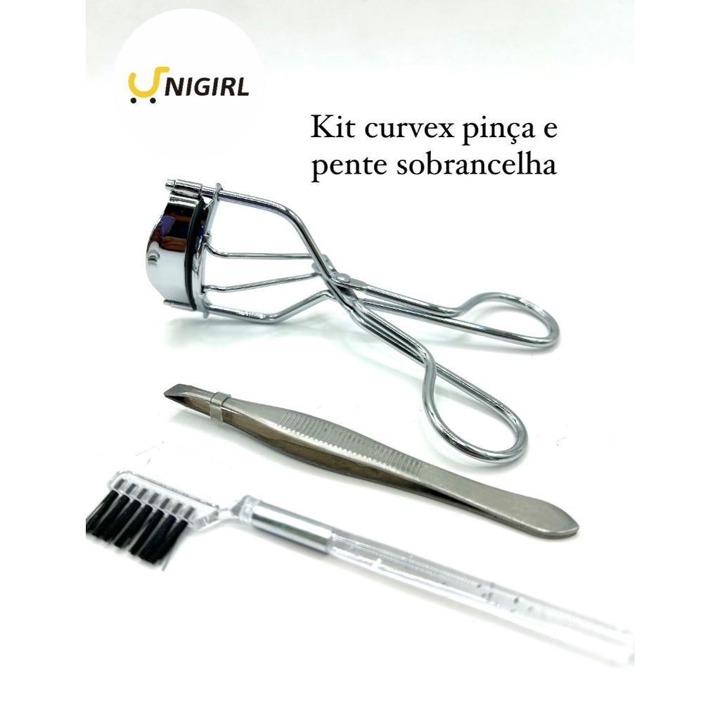 Kit curvex pinça pente para sobrancelha em Oferta na Shopee