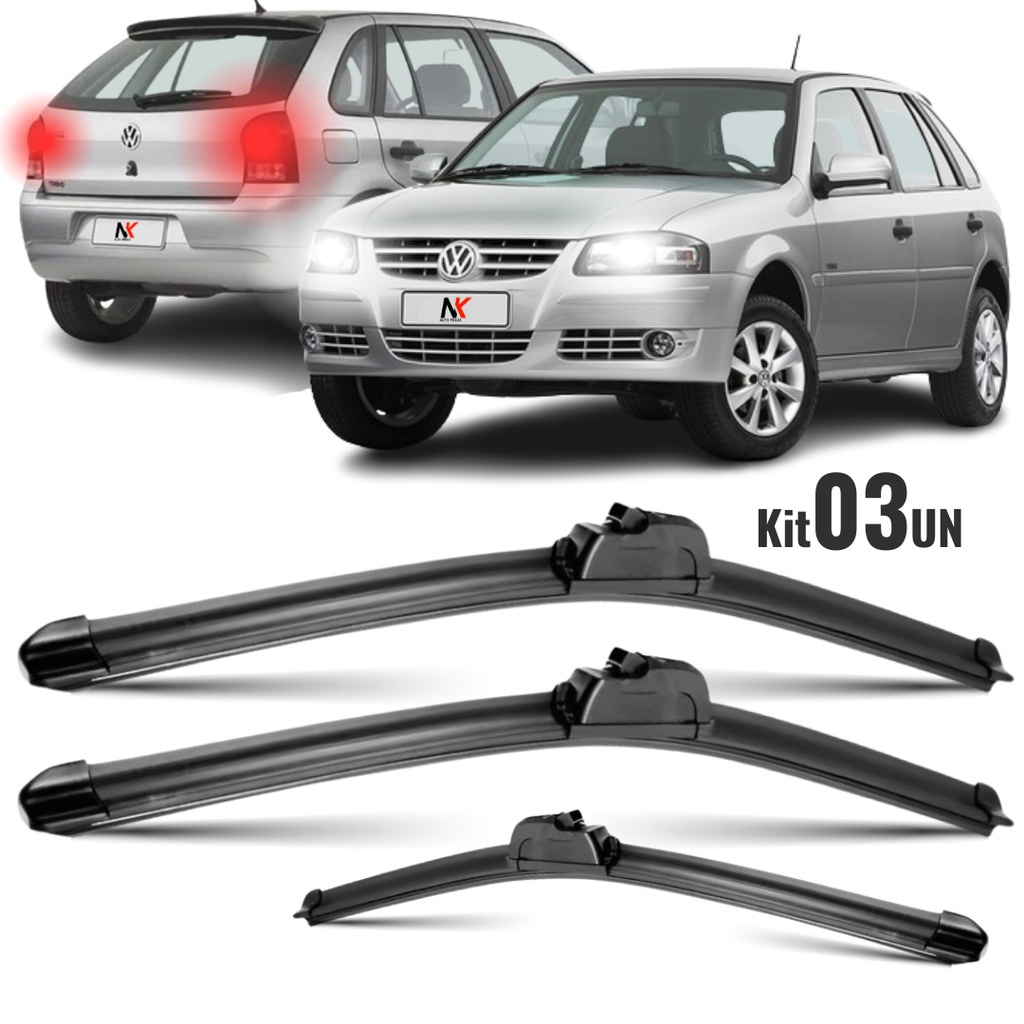 Kit 03 Palheta Limpador Parabrisa Dianteiro + traseiro Gol G4 2005 á 2012 em Oferta na Shopee