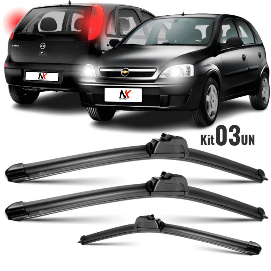 Kit 3 Palheta Limpador Parabrisa Dianteiro + traseiro Corsa 2004 á 2012 em Oferta na Shopee