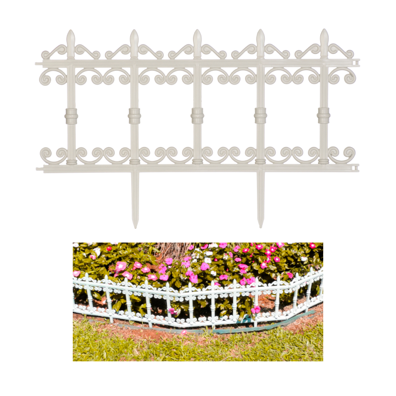 Kit 10 Cercas Plásticas Decorativas Estilo Ferro Fundido Para Jardim Canteiros e Floreiras