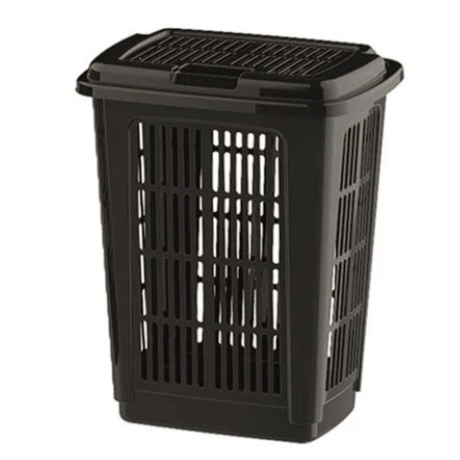 Cesto de Roupa Suja Telado Preto Resistente Lavanderia Com Tampa 30 Litros - Uninjet em Oferta na Shopee
