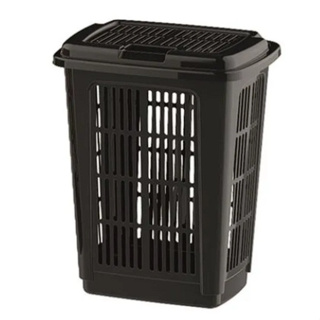 Cesto de Roupa Suja Telado Preto Resistente Lavanderia Com Tampa 30 Litros - Uninjet em Oferta na Shopee