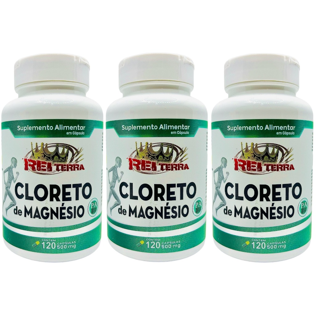 Kit 3 Cloreto De Magnésio 360 Cápsulas - Rei Terra