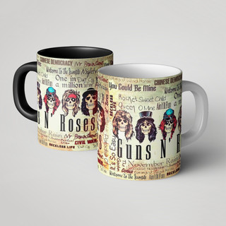 Caneca Guns n Roses Banda de Rock Axl Rose, Duff, Matt, Slash Guitarra, Vocal