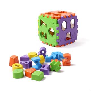 Cubo Didático Educativo Infantil Baby Blocos de Montar Brinquedo Bebê c/ 6 Peças - Formas Geométricas e Números Encaixar em Oferta na Shopee