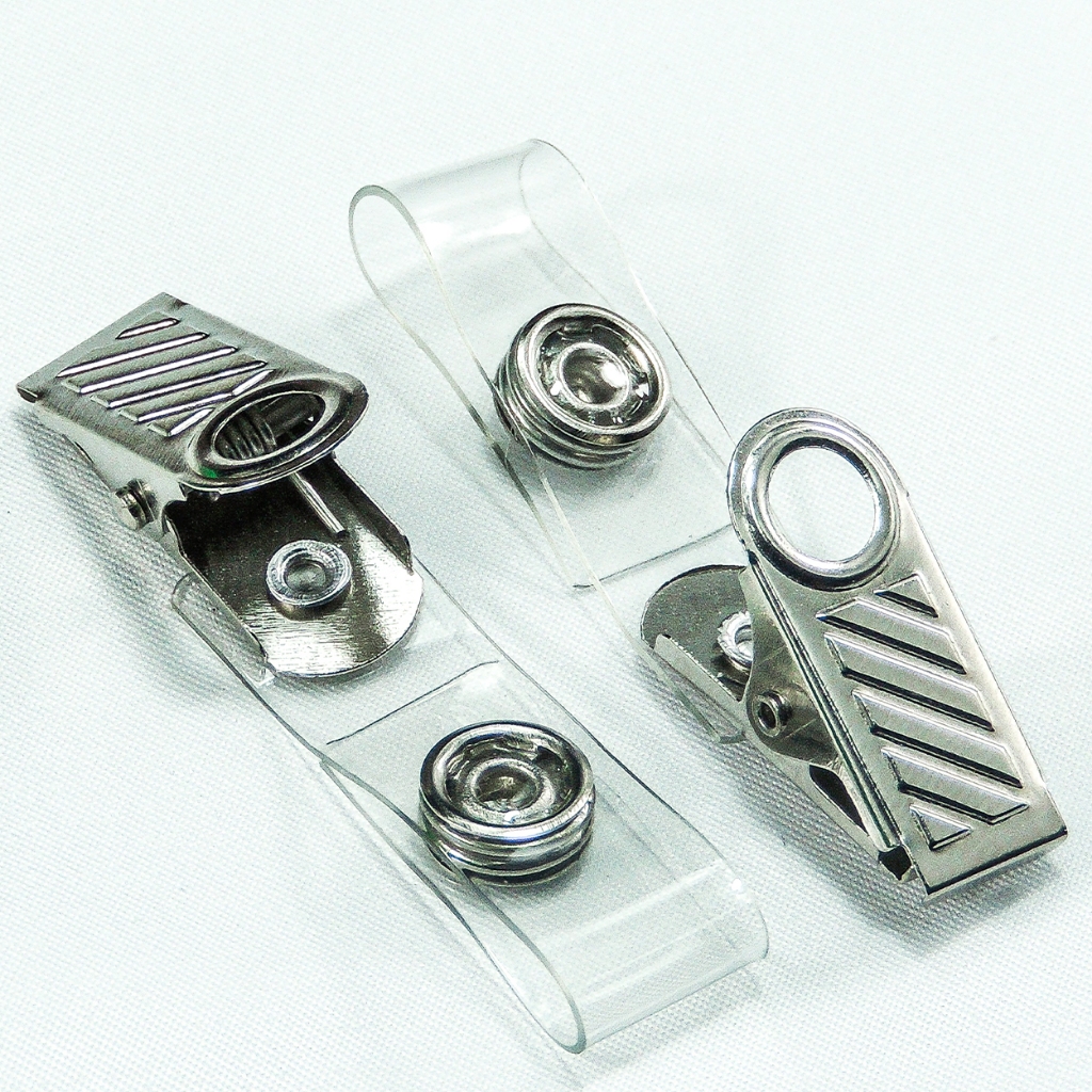Presilha Jacaré com Alça Transparente - Clips Jacaré para Crachá - 20 UN
