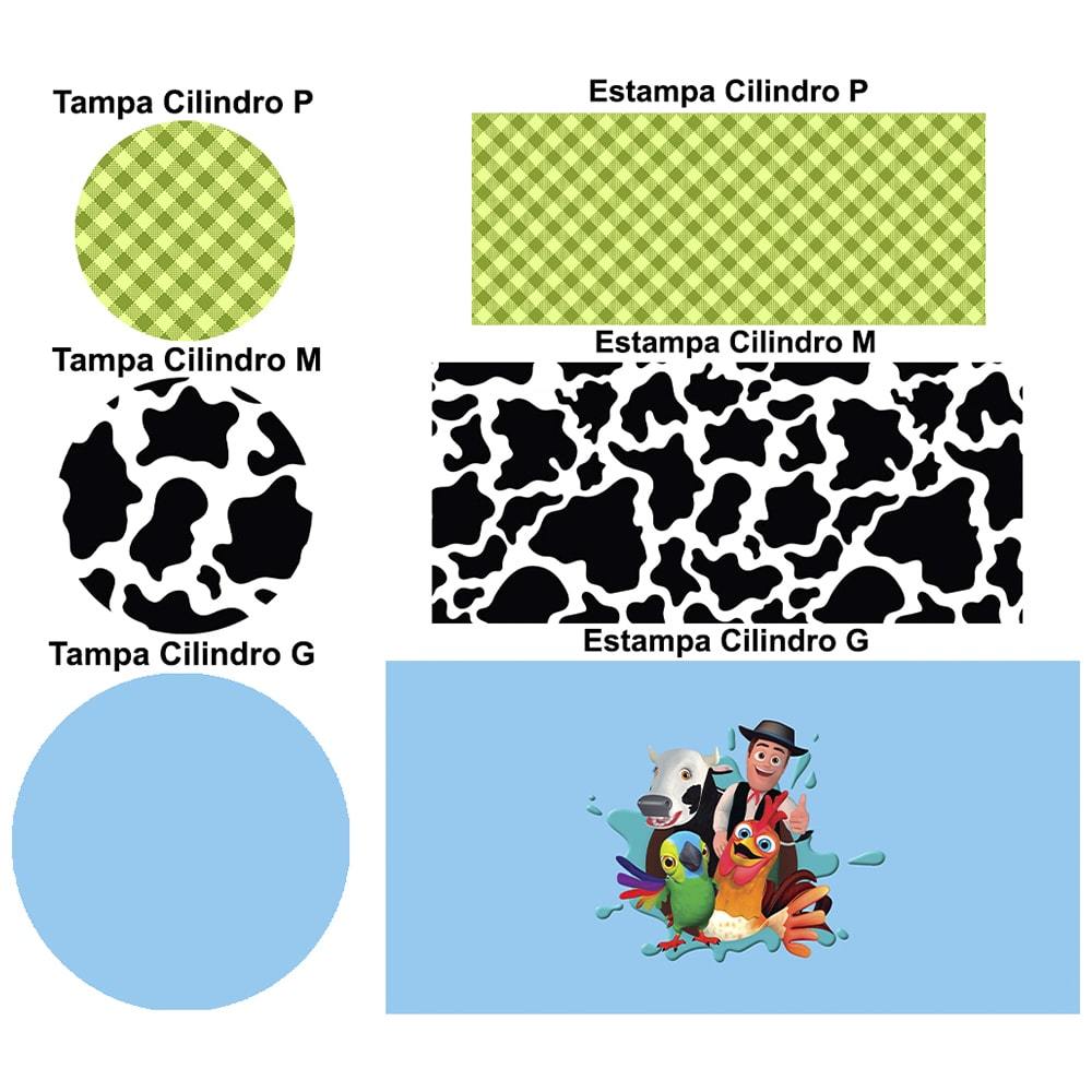 Trio Capas Cilindros + Painel Tema Fazendinha Veste Fácil — imagem 2 de 2