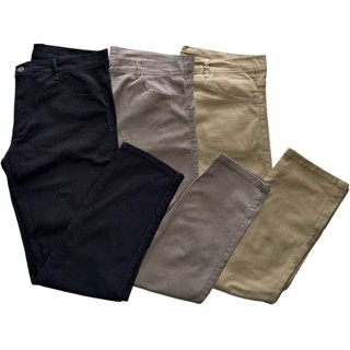 kit c/3 calças de sarja social básica  slim masculina todas com elastano calça de ótima qualidade com botão envio rápido em Oferta na Shopee