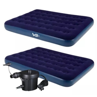 Kit 2 Colchão Inflável Casal Camping Acampamento Suporta 300 Kilos + Bomba de Ar Eletrica Bivolt em Oferta na Shopee