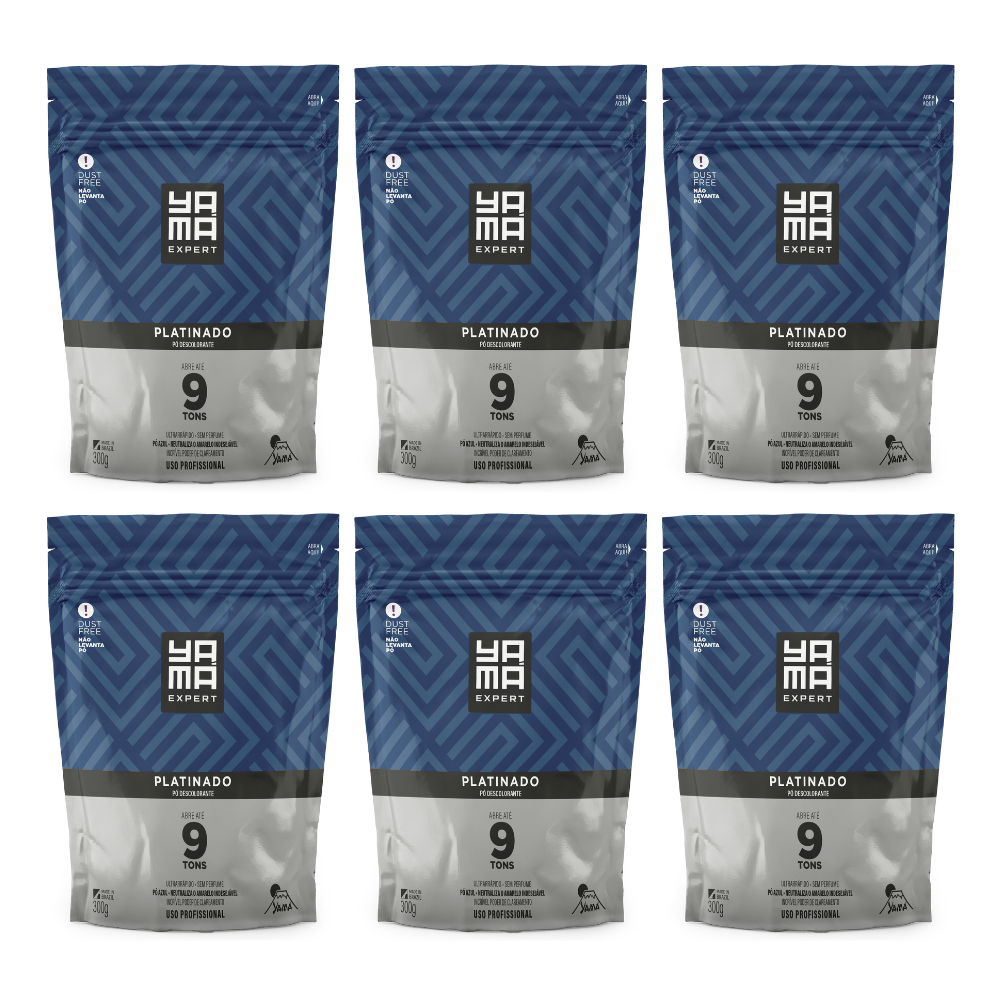 Kit Pó Descolorante Yamá Platinado Refil  300g com 6/Un