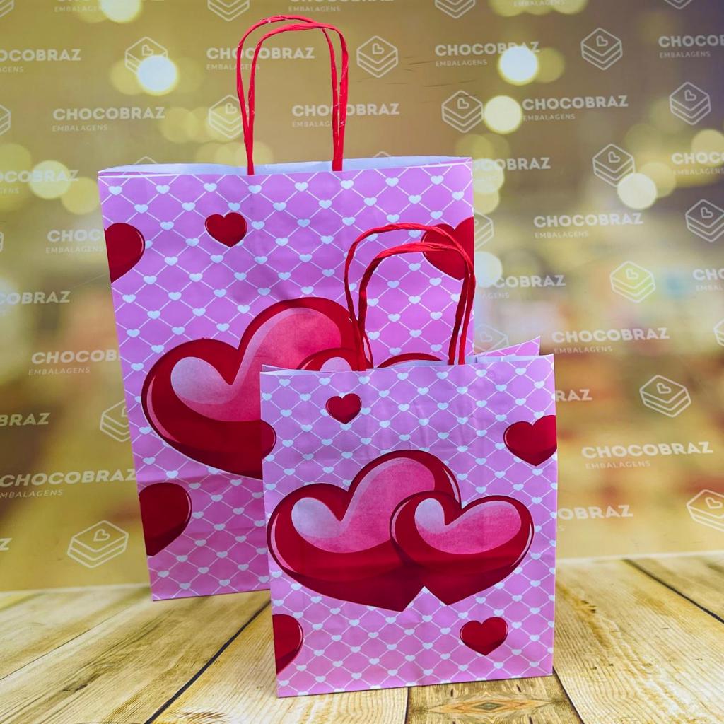 10~50 SACOLAS PRESENTE CORAÇÃO MÃES E NOMORADOS M (17,5 X 8,5 X 21,5) ou G (23,5 X 10 X 31,5) em Oferta na Shopee