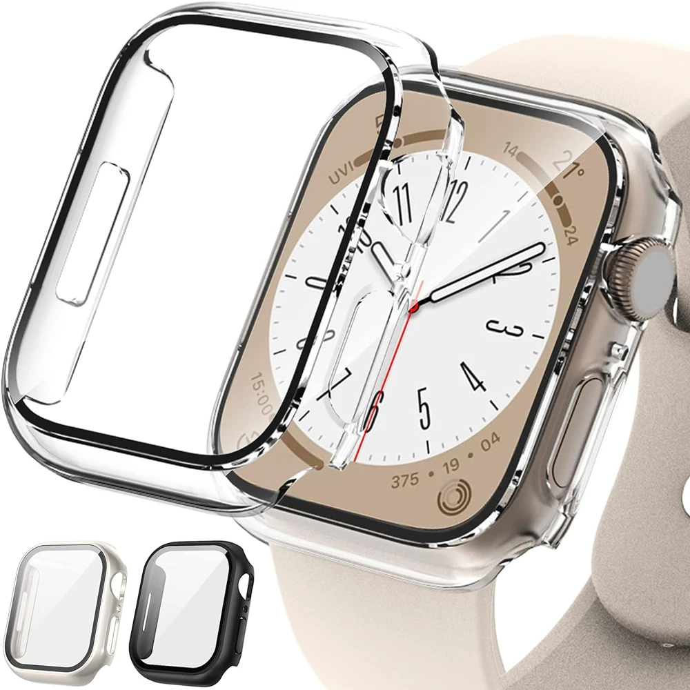 Capa Case fechada Acrilico PC transparente Para Apple Watch 38mm 40mm 42mm 44mm 41MM 45MM em Oferta na Shopee
