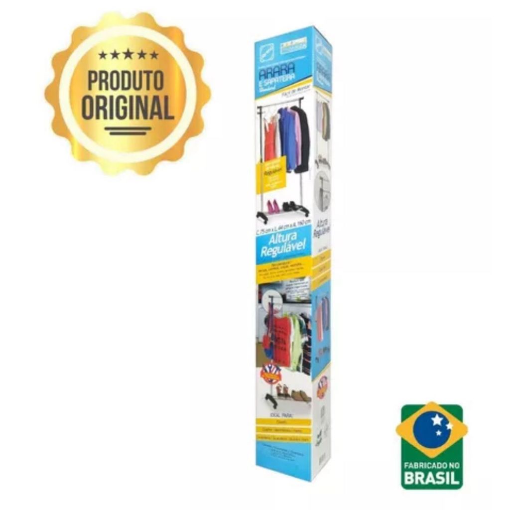 Arara com Prateleira e Sapateira Regulável 3 em 1 45x75x160cm 1833 - Arthi