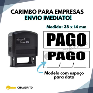 Carimbo Automático para Empresas e Lojistas PAGO LANÇADO Com Data (Nykon 302 Black) em Oferta na Shopee