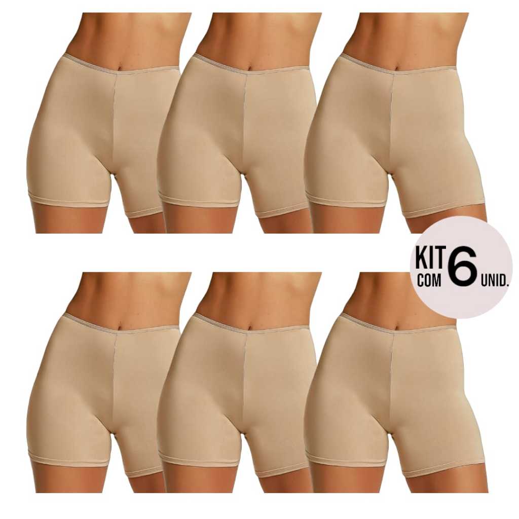 Kit 6 Shorts Segunda Pele Anágua Bege