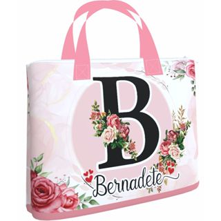 Bolsa Sacola Pasta Ecobag 45x35_Rosa _Floral Nome Personalize em Oferta na Shopee