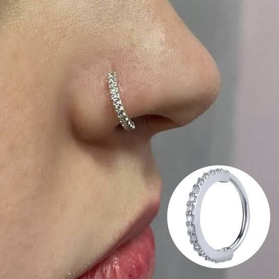 Piercing Nariz Cartilagem Argola Cravejado Strass em Oferta na Shopee