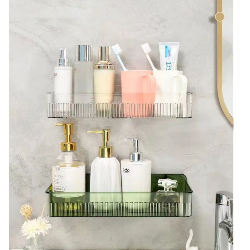 Kit 2 Suporte De Shampoo Prateleiras De Banheiro Sem Furo Acrilico linhado