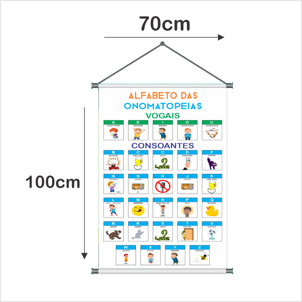 Banner Alfabeto das Onomatopéias Escolar Pedagógico Material Escolar Educação Colégio