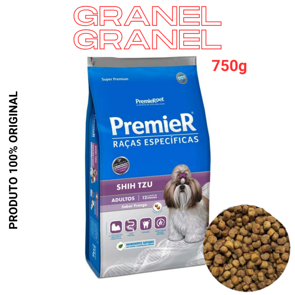 Ração Premier Pet Raças Específicas Shih Tzu Cães Adultos Raças Pequenas 750g PACOTE A GRANEL- SUPER PREMIUM SABOR FRANGO - PROMOÇÃO ENVIO IMEDIATO