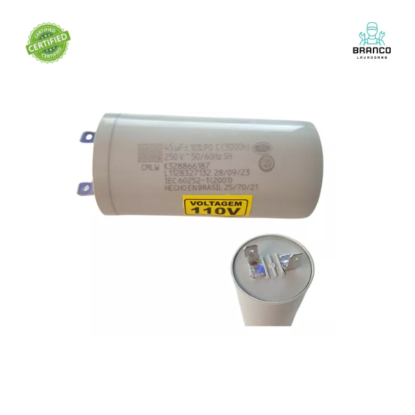 Capacitor para Maquina de Lavar Roupa 45uf/50Uf  - Brastemp/Consul/Electrolux