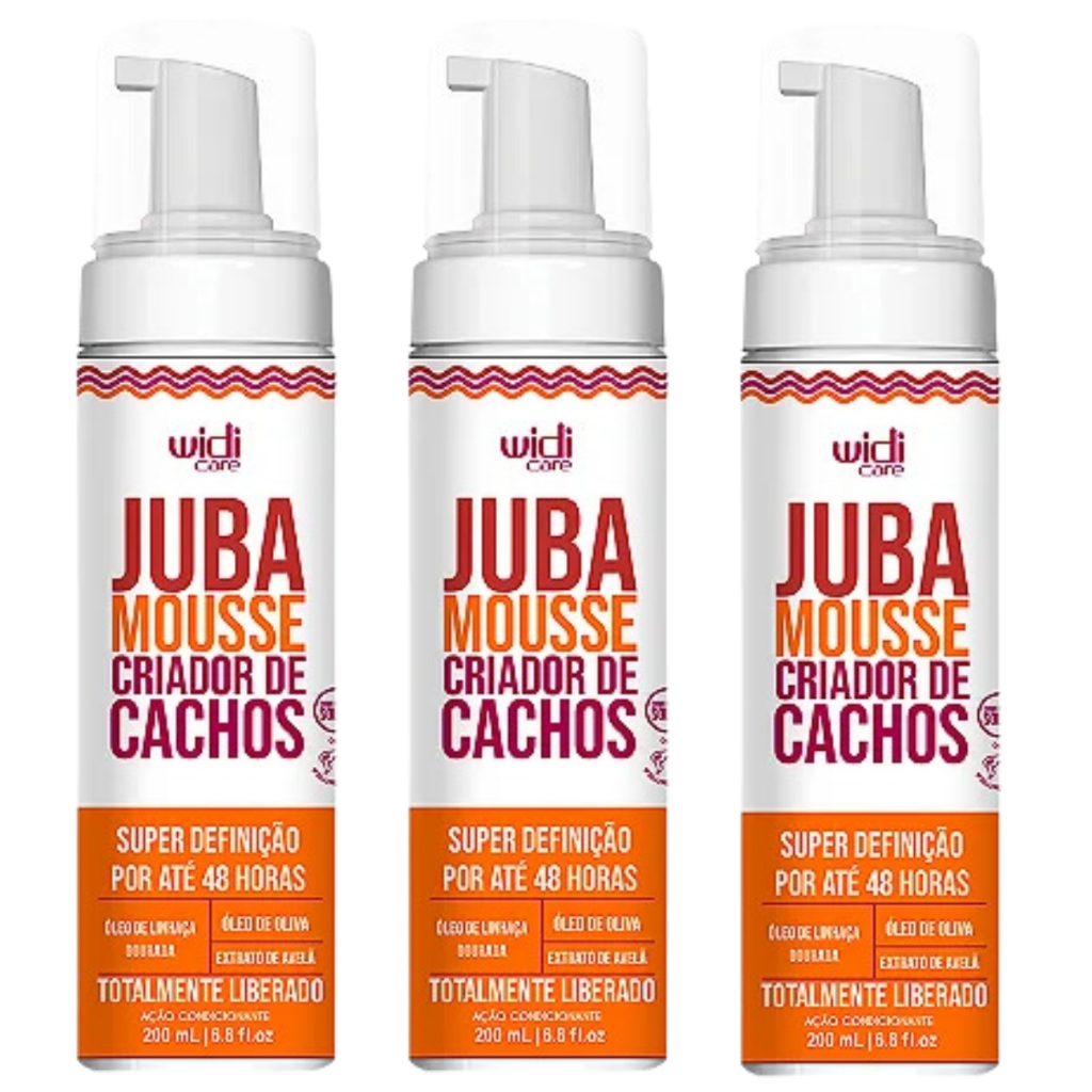 Kit 3 Mousse Criador De Cachos Juba Widi Care Super Definição Cabelos Cacheados 180ml