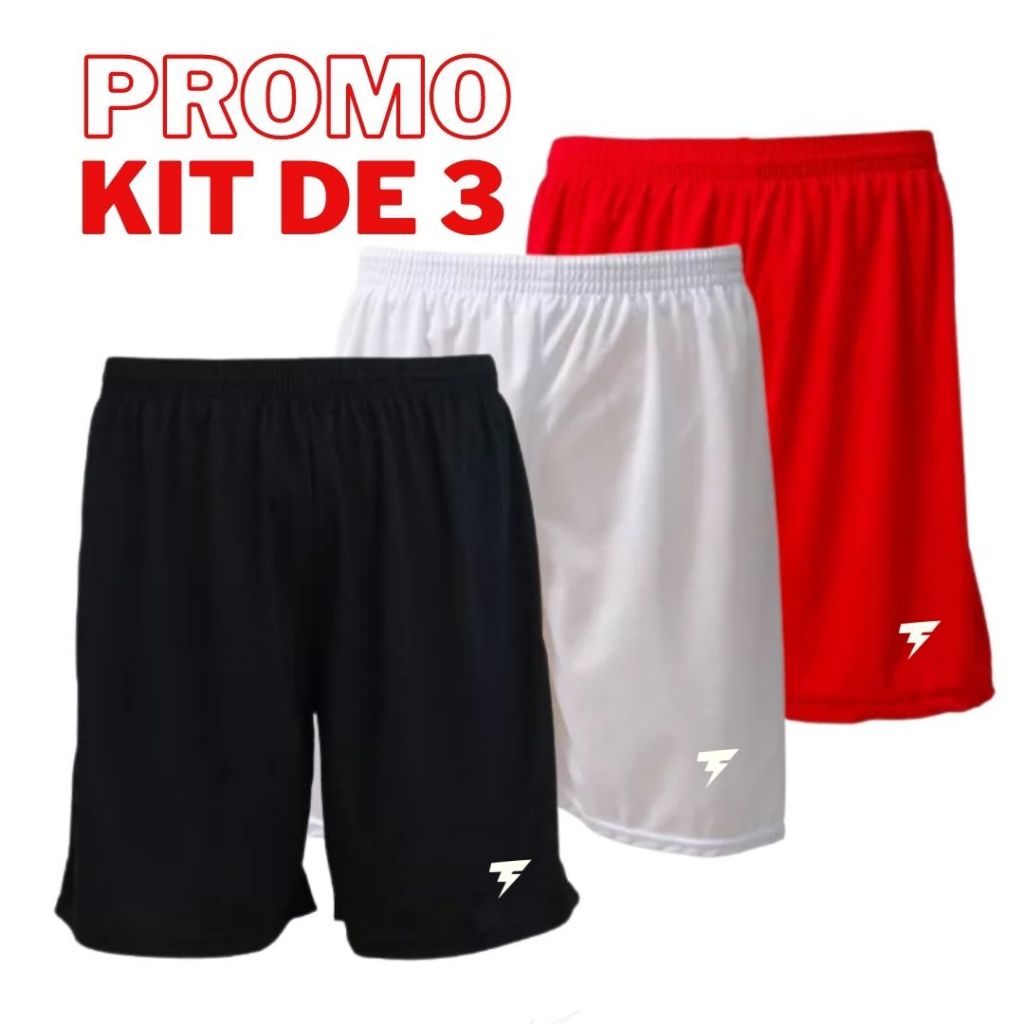 Kit 3 Bermudas Short Masculino Esportivo poliéster Calçao