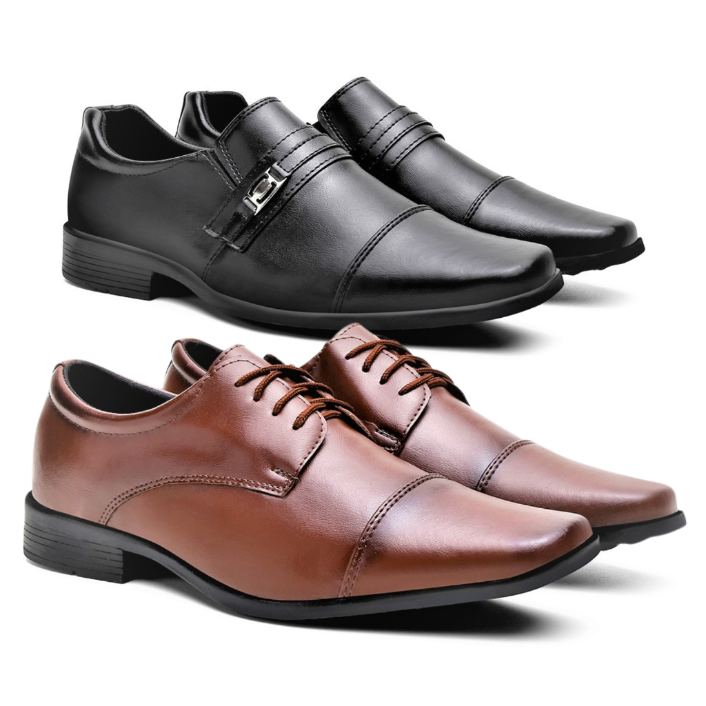 Sapato Social Borla de Amarrar e Elástico Bico Quadrado Couro Brilhante Detalhe Moderno Trabalho Dia a Dia Casamento