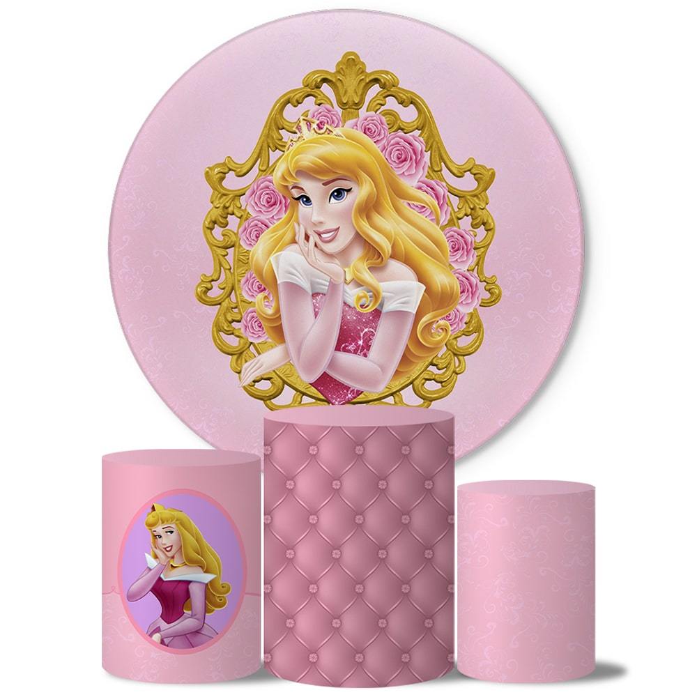 Trio Capas Cilindros + Painel Tema Princesas Mais Procurados Veste Fácil
