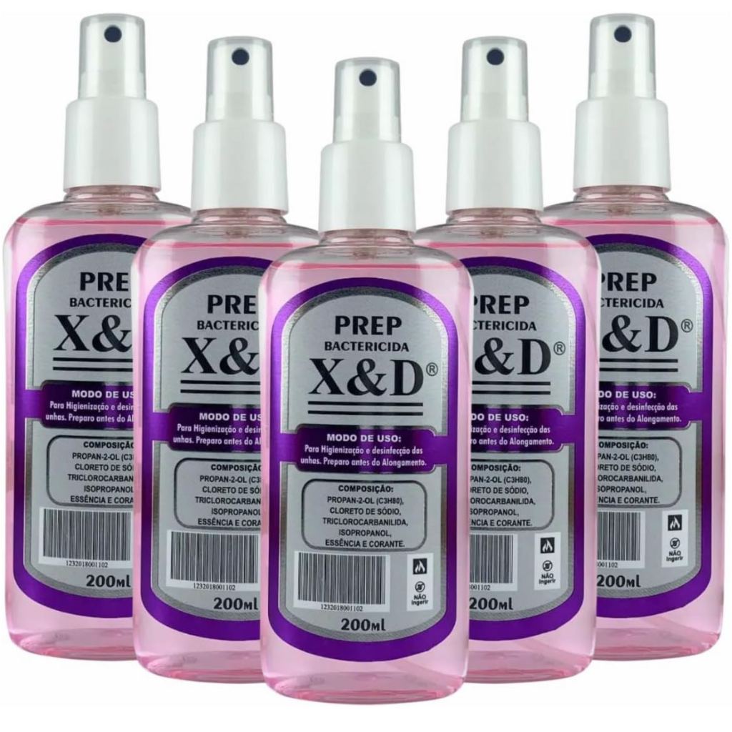 Prep X&D 200ml E 120ml Bactericida para Higienizador de Unha Xed