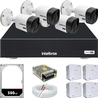 Kit 4 Câmeras de segurança Intelbras 20 Mts Dvr Intelbras Com Hd Completo cftv
