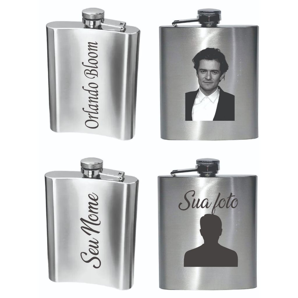 Cantil 210 ml aço inox  personalizado com Foto -  gravação laser permanente