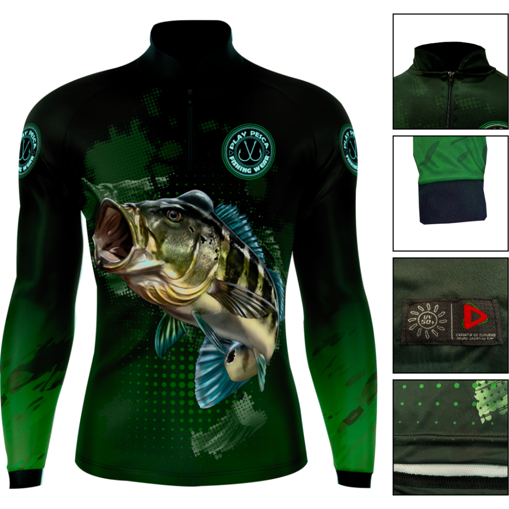 Camisa De Pesca Com Proteção Solar Uv50+ TUCUNARÉ 05 VERDE em Oferta na Shopee