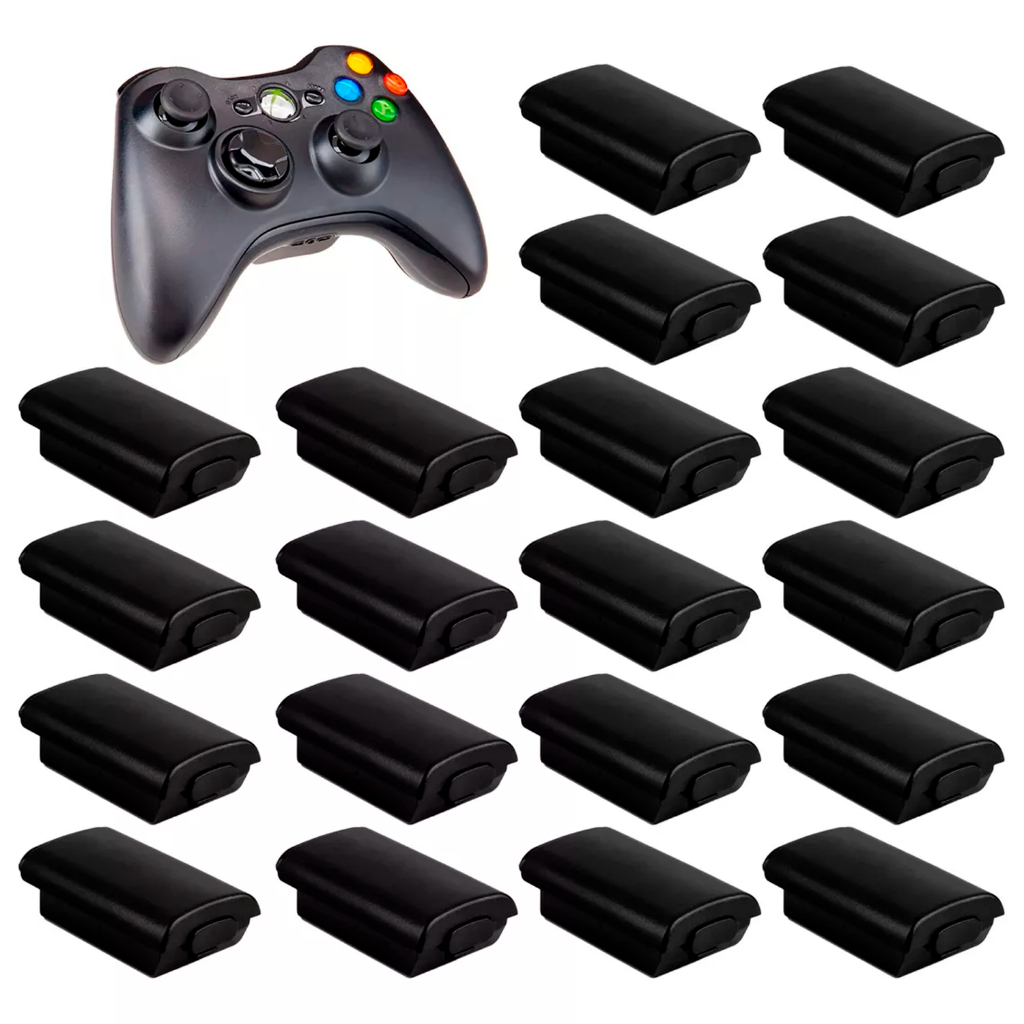 20 Unidades Suporte Tampa Pilha Controle Preta Caixa Pilhas Compatível Controle Xbox 360 Video Game