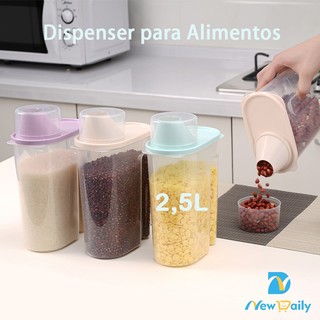 Pote Hermético 2500ml para Armazenamento com Bico e Copo Medidor 2,5L grãos cereai POTE-3…