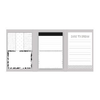 ÚLTIMA UNIDADE!!! Kit Notas Adesivas/Sticky Note Preto e Branco Dream Up4U - 7 modelos de Lembrete Adesivo - Bloco de Lembrete - Notas Autoadesivas Reposicionáveis - Kit Caderno de Lembretes - Escritório - Escola - Escolar