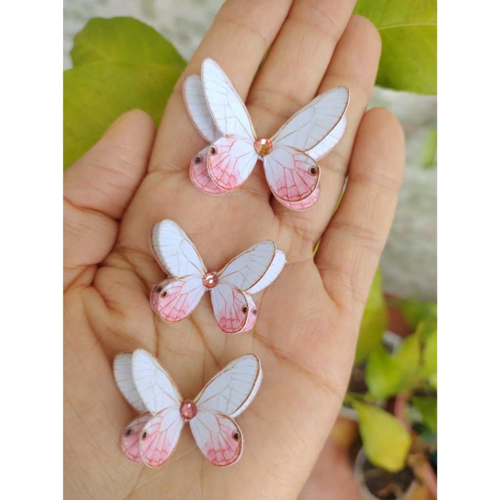 Mini Borboletas 3D Dupla Camada c/ Pedra de brilho 3,5x2cm | Decore: Tubetes, Caixinhas, Lembrancinhas de Festas Jardim. em Oferta na Shopee