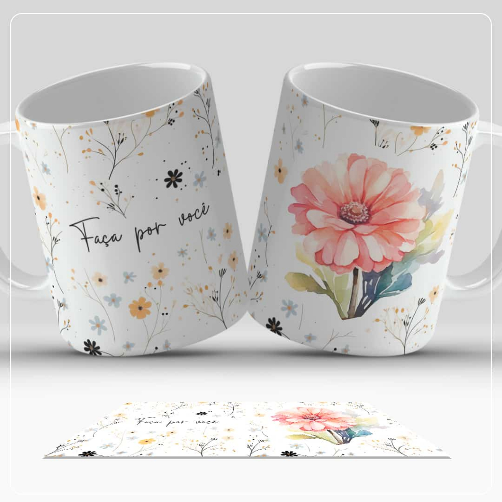 Caneca Floral com Frase Positiva 325ml – Presente Criativo para Mãe, Amiga ou Professora em Oferta na Shopee