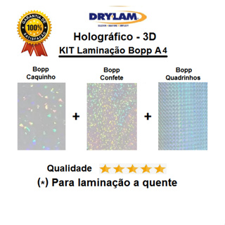 KIT Bopp  3D Holográfico - 31 micras - 30, 45 ou 60 folhas A4 em Oferta na Shopee