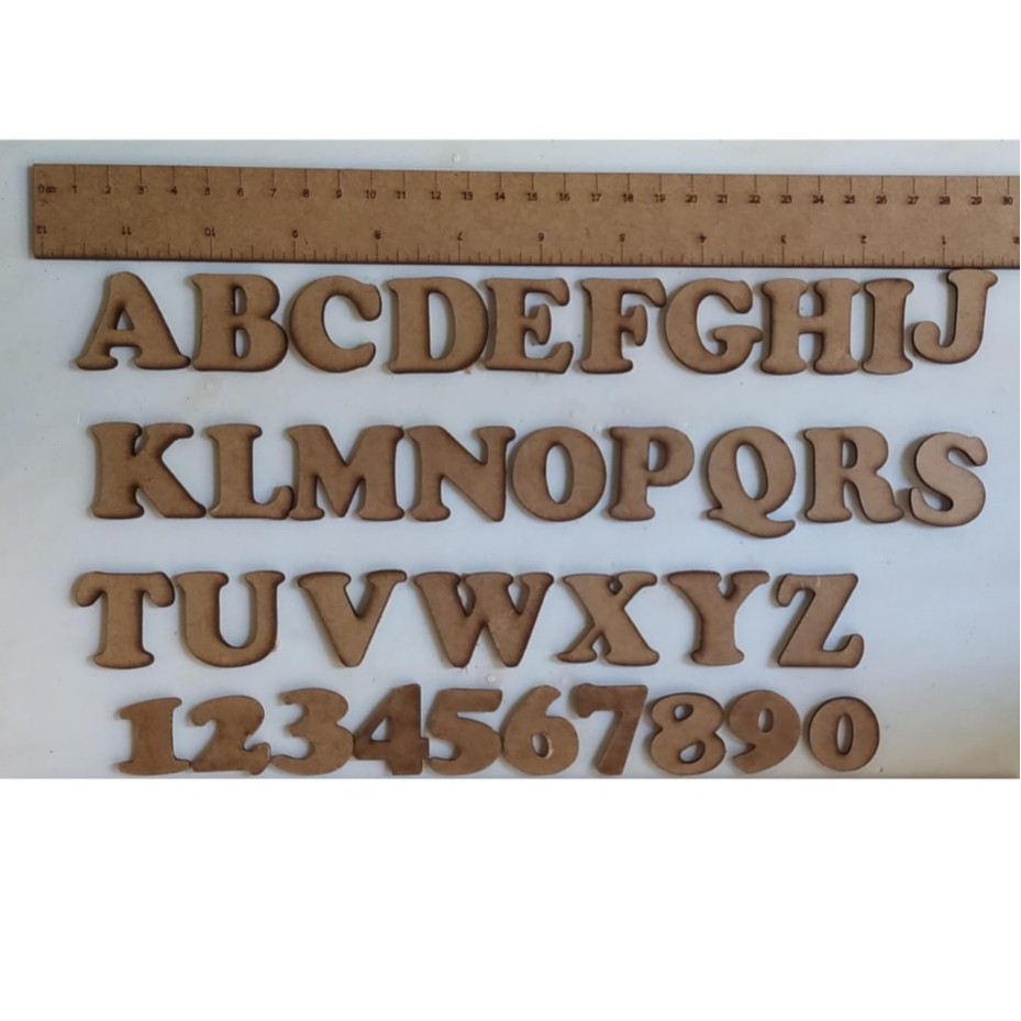 ✅😮kit com RÉGUA 30cm, ALFABETO de A-Z e NÚMEROS de 0-9 em mdf 💲
