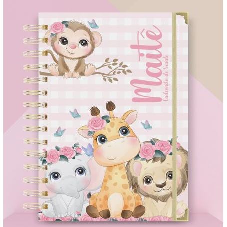 Caderneta de saúde Vacinação Personalizada c/nome completa c/elástico tessel passante tema Safari menina em Oferta na Shopee