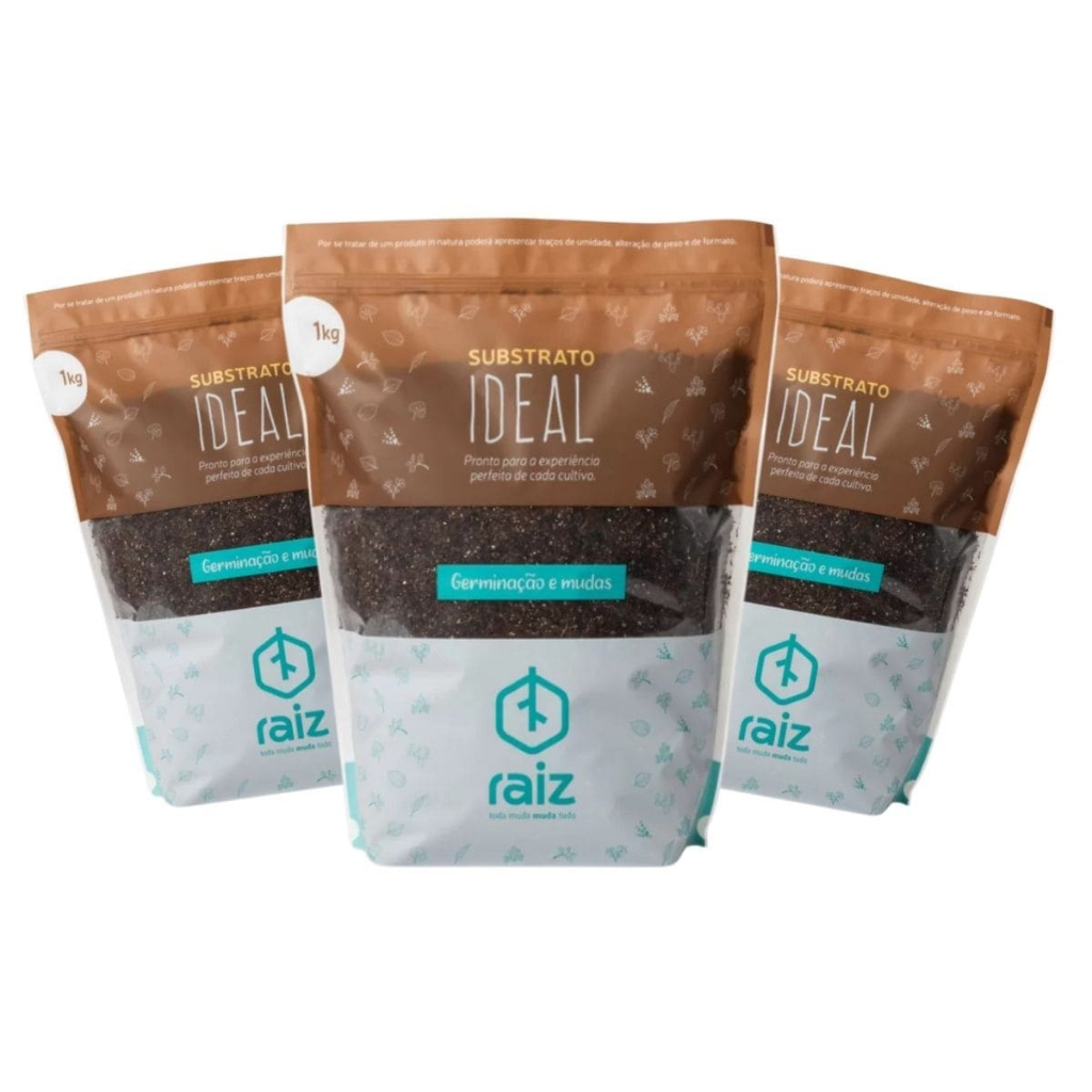 3 Substrato Terra Ideal para Germinacao e Mudas 1Kg Para Vaso Autoirrigável Leve Aerado Orgânico Com Fertilizante NPK