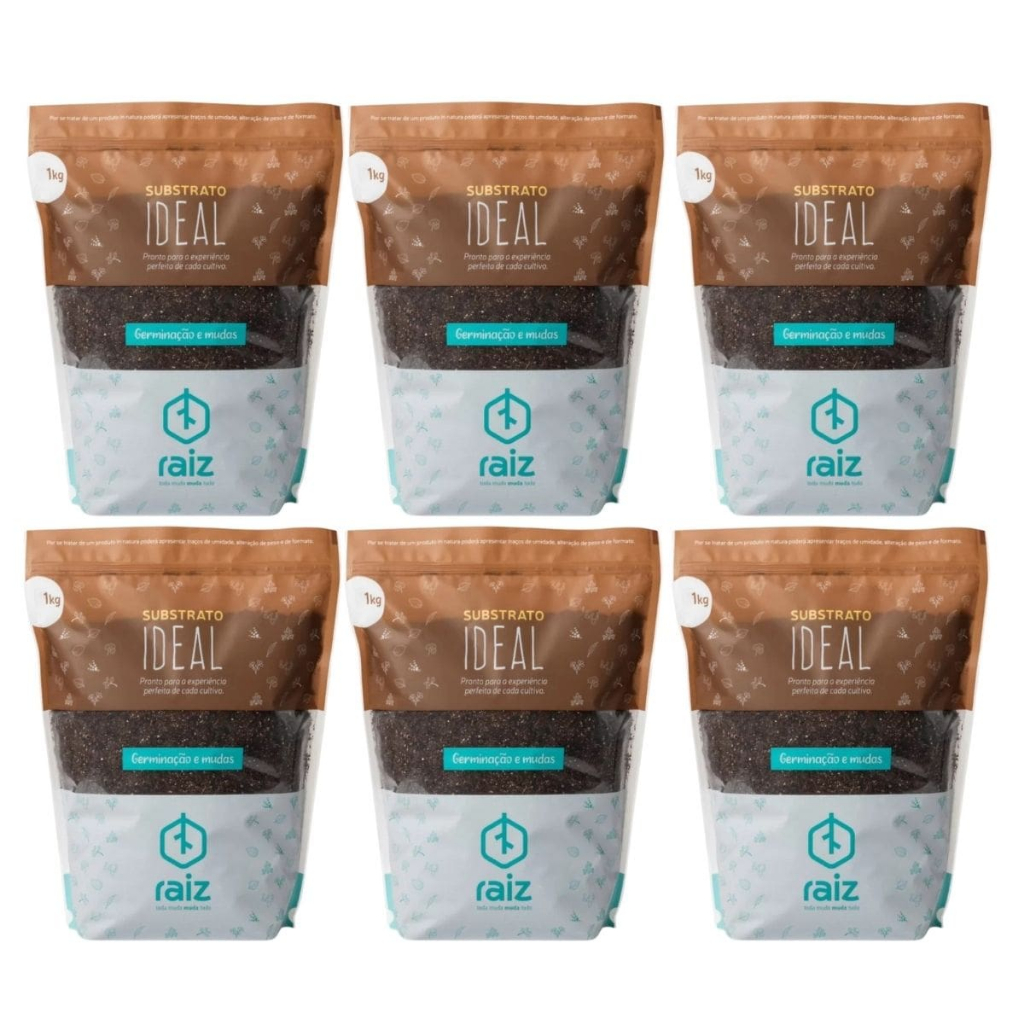 6 Substrato Terra Ideal para Germinacao e Mudas 1Kg Para Vaso Autoirrigável Leve Aerado Orgânico Com Fertilizante NPK