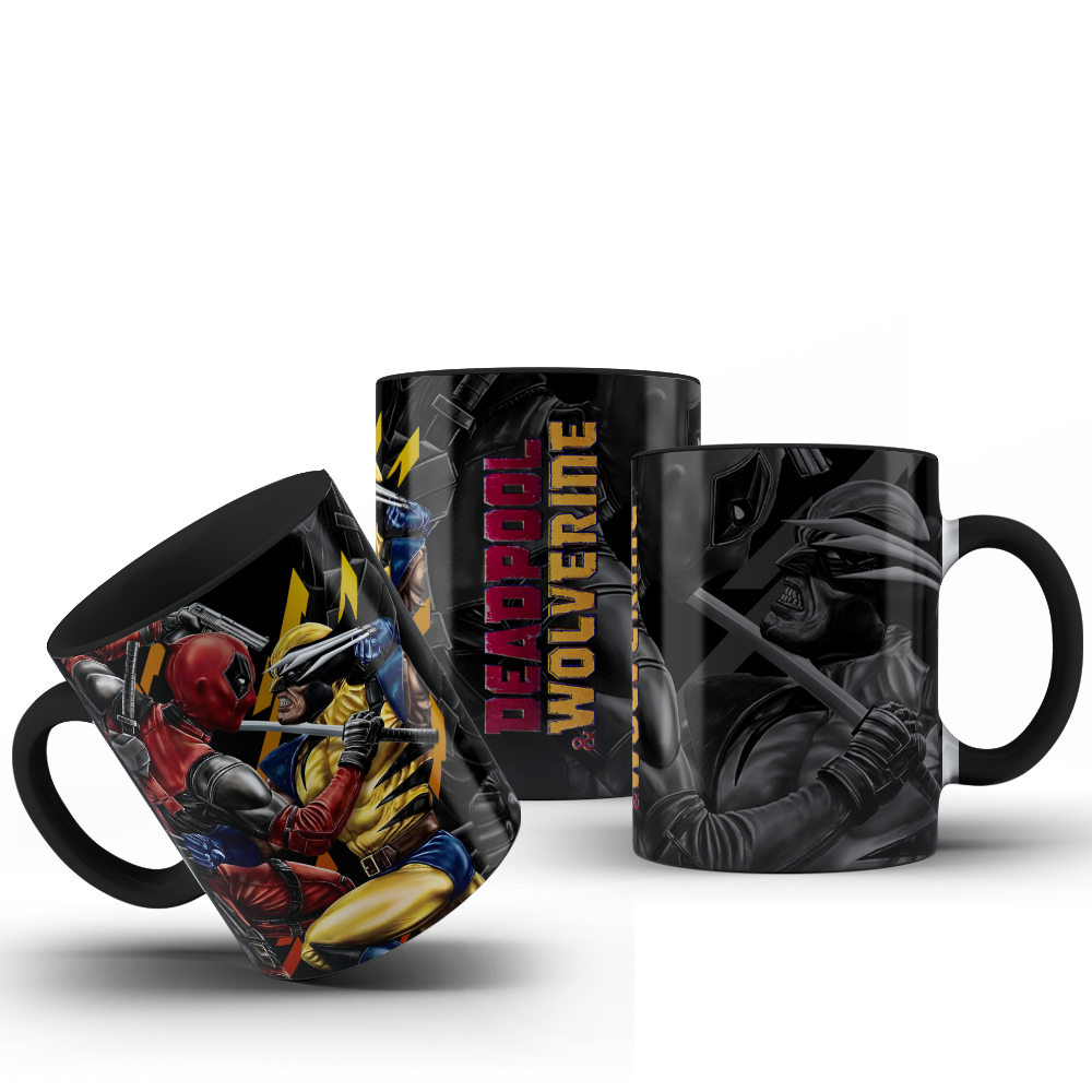 Caneca Dead pool Mercenario e Wolverine Weapon X mutante Friends