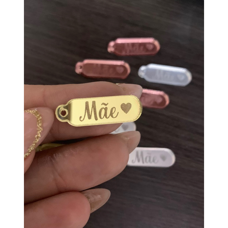 Mini Tag Pingente Escrita Mãe - Acrílico Espelhado em Oferta na Shopee