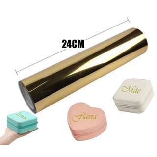 Filme de Recorte Termocolante PU Dourado 24cmX1Metro para Personalizar Porta Jóias Nécessaire Carteiras Bonés Camisetas em Oferta na Shopee