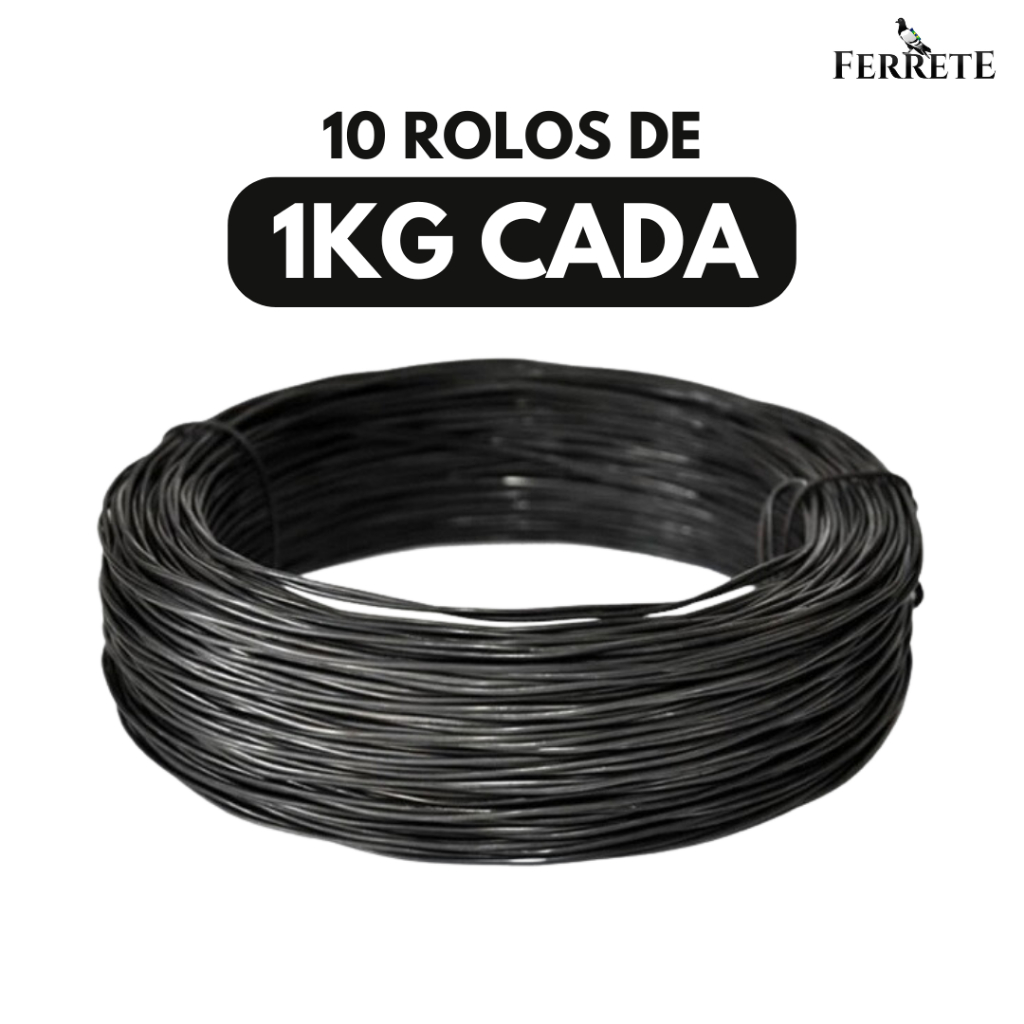 10KG - Arame recozido torcido BWG - 18 - 1,24mm - 10 Rolos de 1kg em Oferta na Shopee